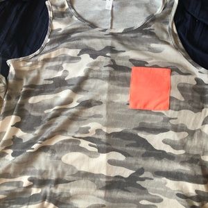 Grey Camo Tank with Coral Pocket